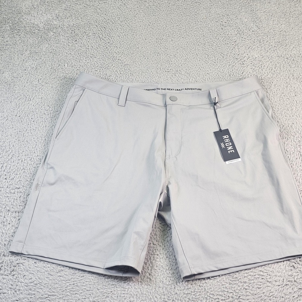 Rhone Commuter Shorts Mens 40 Gray Flex-Knit Chino Stretch 9 Inseam New NWT